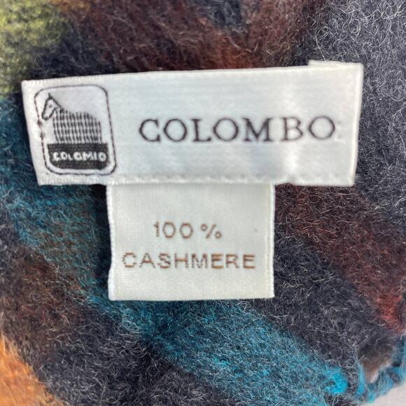 Colombo 100% Cashmere Black Charcoal Gray Plaid Scarf Made in Italy SOFT 72" - Picture 3 of 4